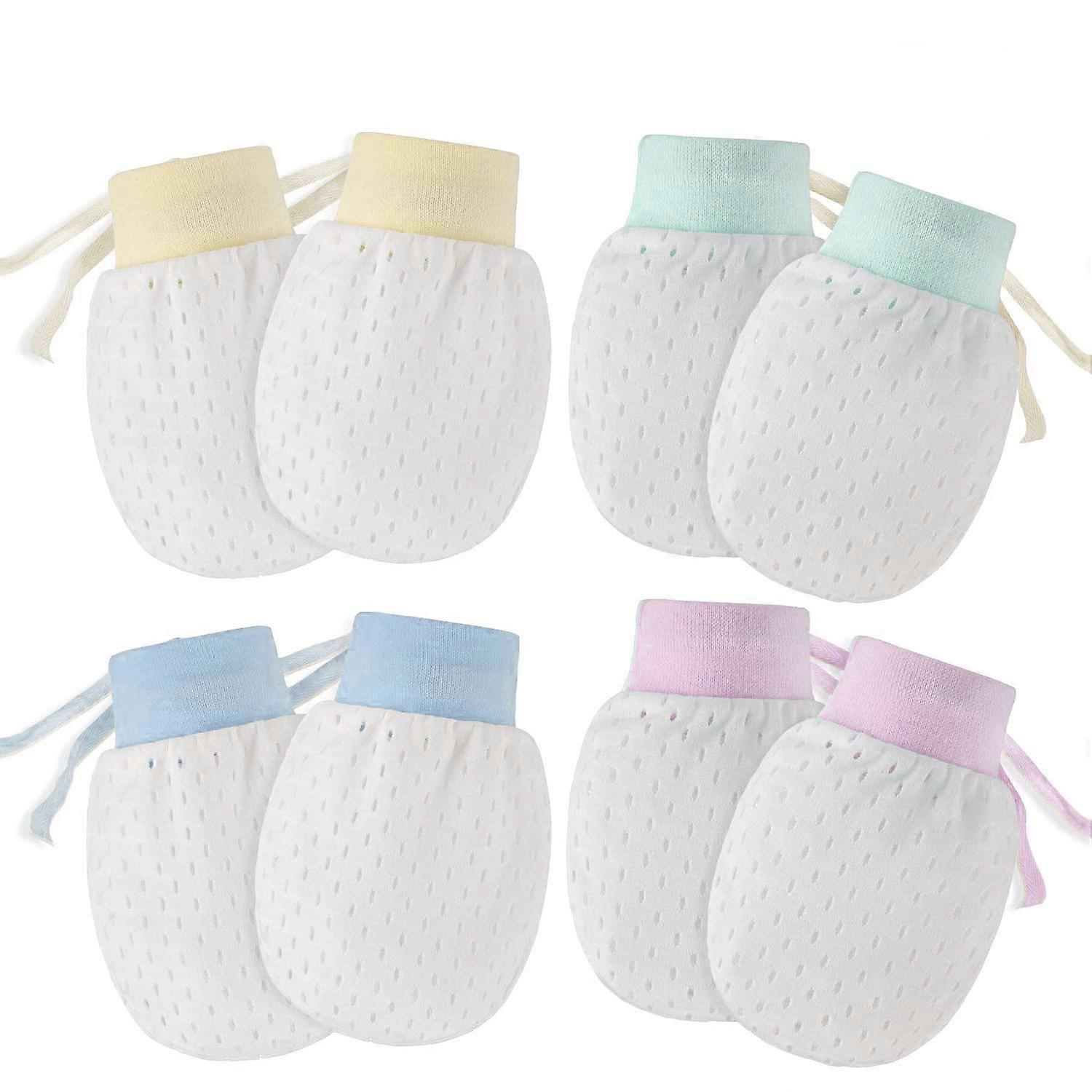4 Pairs Anti Scratch Mesh Gloves Newborn Baby Girls Breathable Cool Elastic Adjustable Gloves