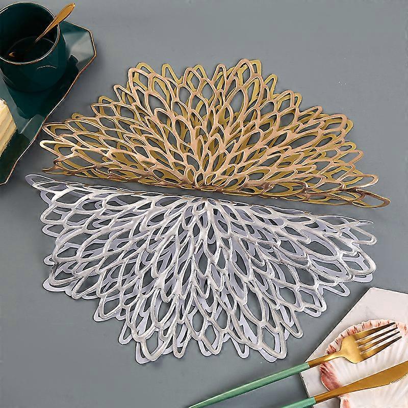 3pcs rose gold silver table runner, round hollow table runner, plastic round table runner, for leaf insulation and table decoration