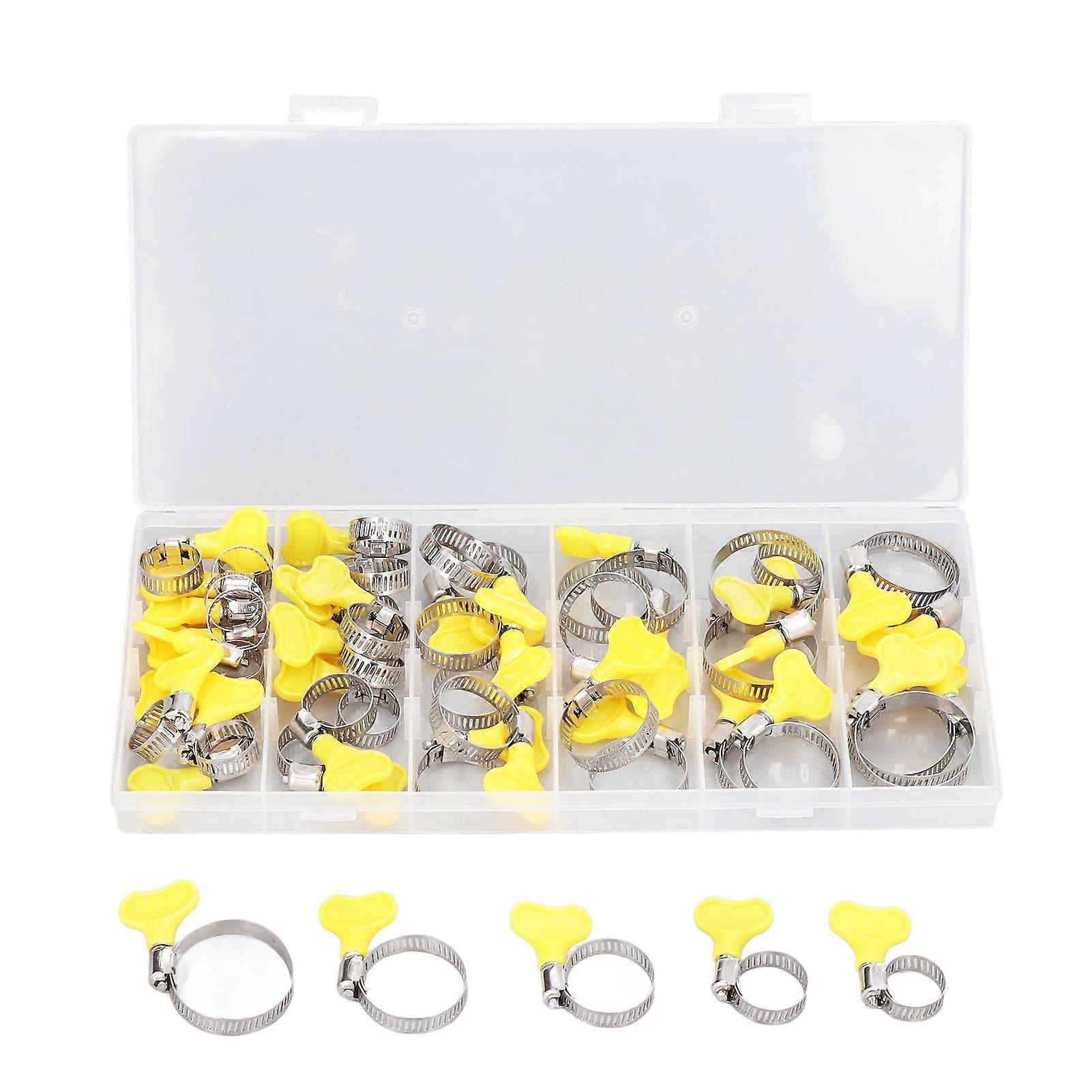 44 Pcs Key Hose Clamp Stainless Steel Reusable Adjustment Worm Gear Clamp Clip for Pipeline