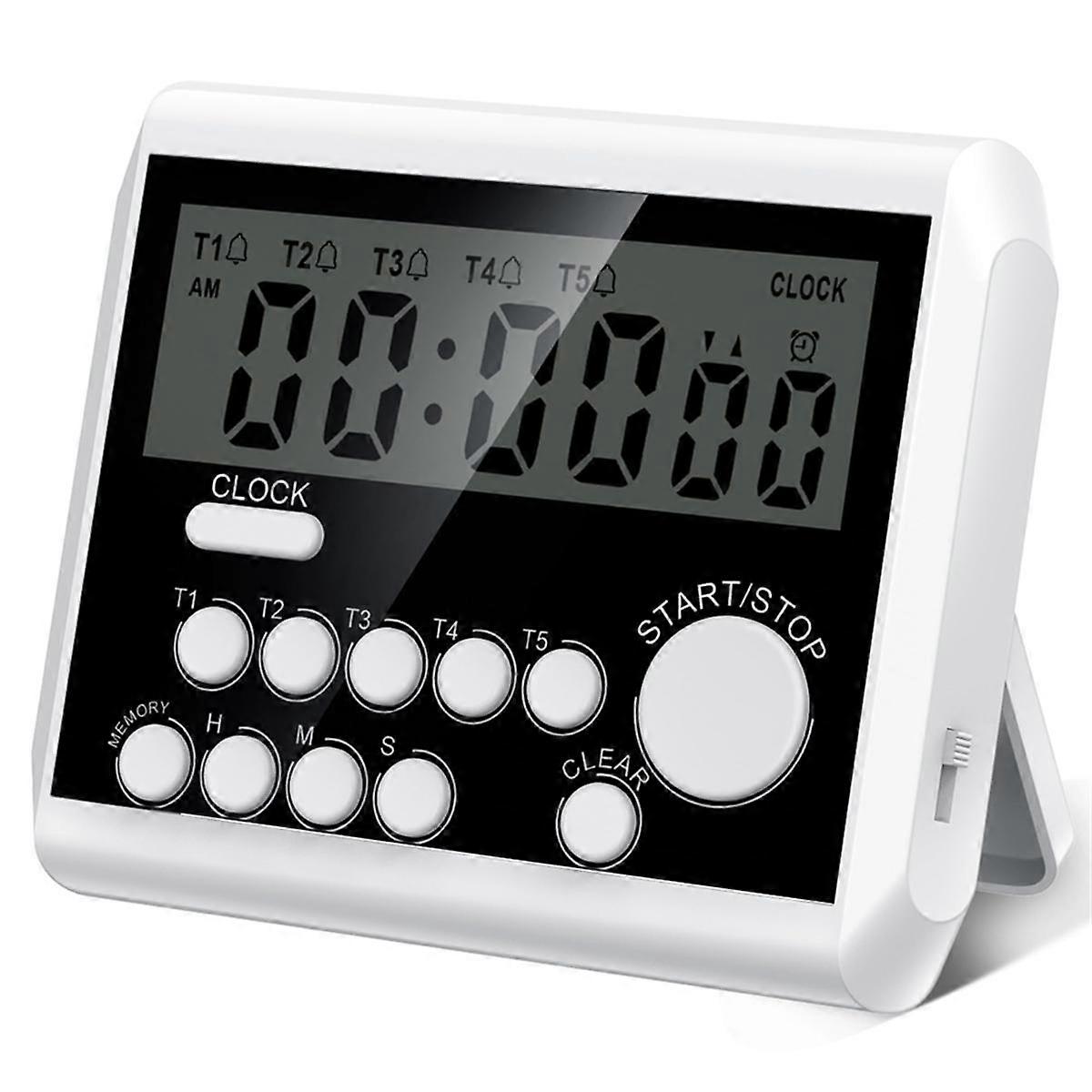 5 Channels Digital Kitchen , Clock Mode with Large LCD Display, Cooking , Loud Volume Alarm and Flashing Light