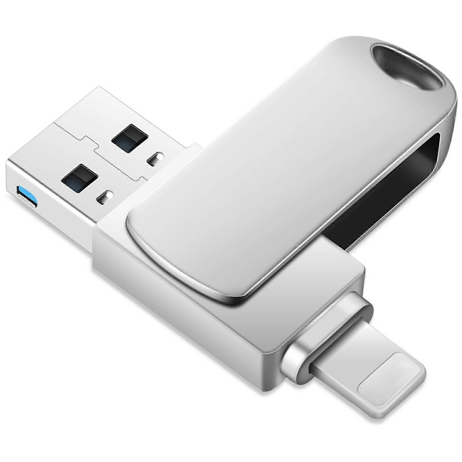 2 in 1 Card Reader 256GB OTG USB Flash Drive with 8Pin + USB 3.0 Port U Disk for iPhone Computer PC