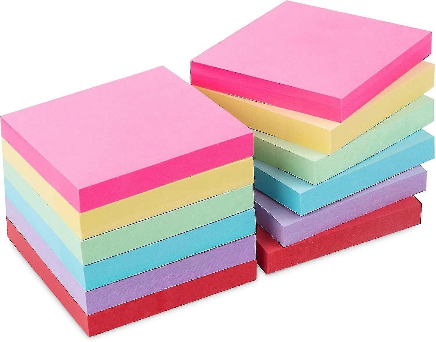Cisea Set Of 12 Colorful Sticky Note Pads 76 X 76 Mm Sticky Notes For Office And Students 1200 Sheets