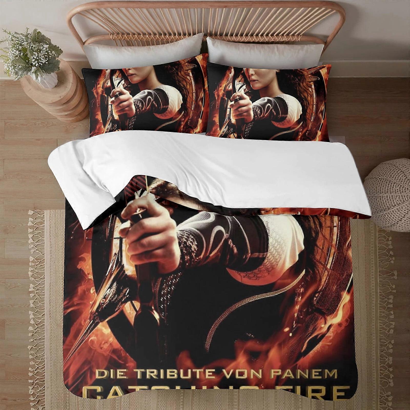 v6004 Lakan Sängkläder The Hunger Games 3-delat sängkläder1 påslakan +2 örngott för barn pojkar flickor vuxen tecknad film varm söt mode semester