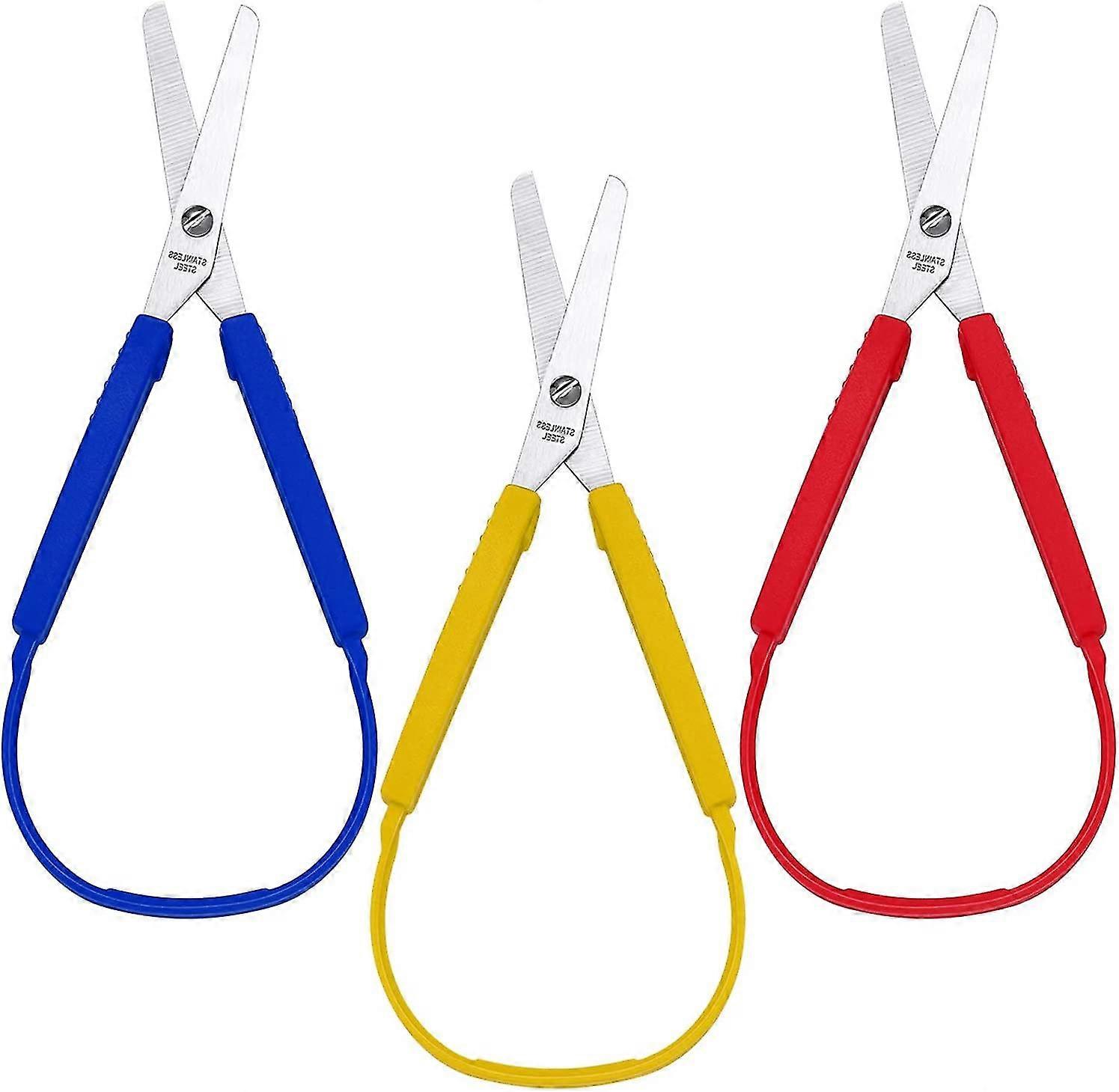 Loop Scissors Colorful Grip Scissors Loop Handle Self-opening Scissors Adaptive Cutting Scissors