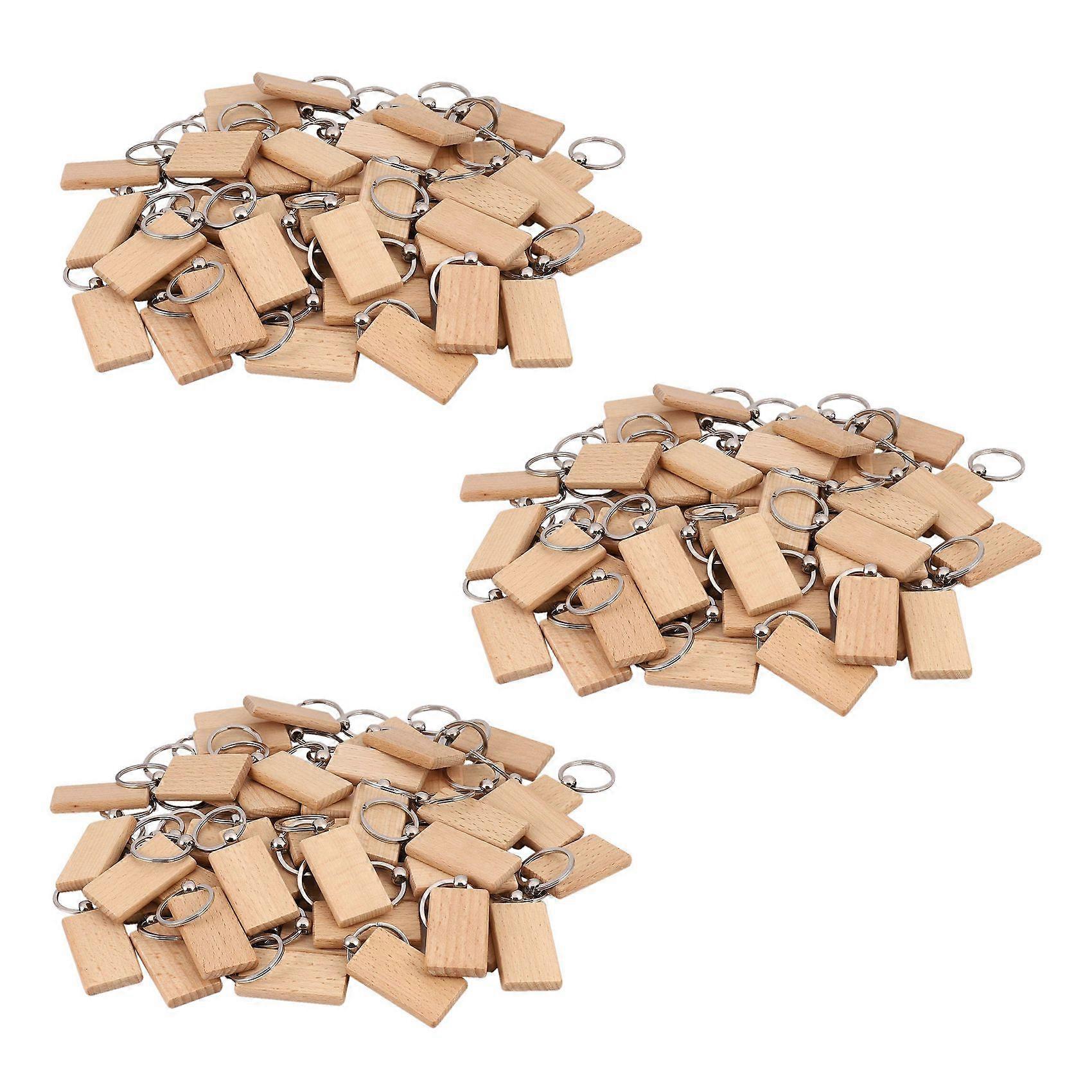 50 Blank Wooden Keychain Rectangular Engraving Key ID Can Be Engraved