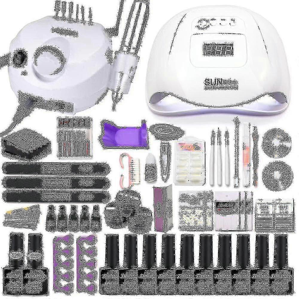 美甲套装 120/80/54w 紫外线 LED 灯凝胶指甲油套装电动指甲钻指甲艺术套装-