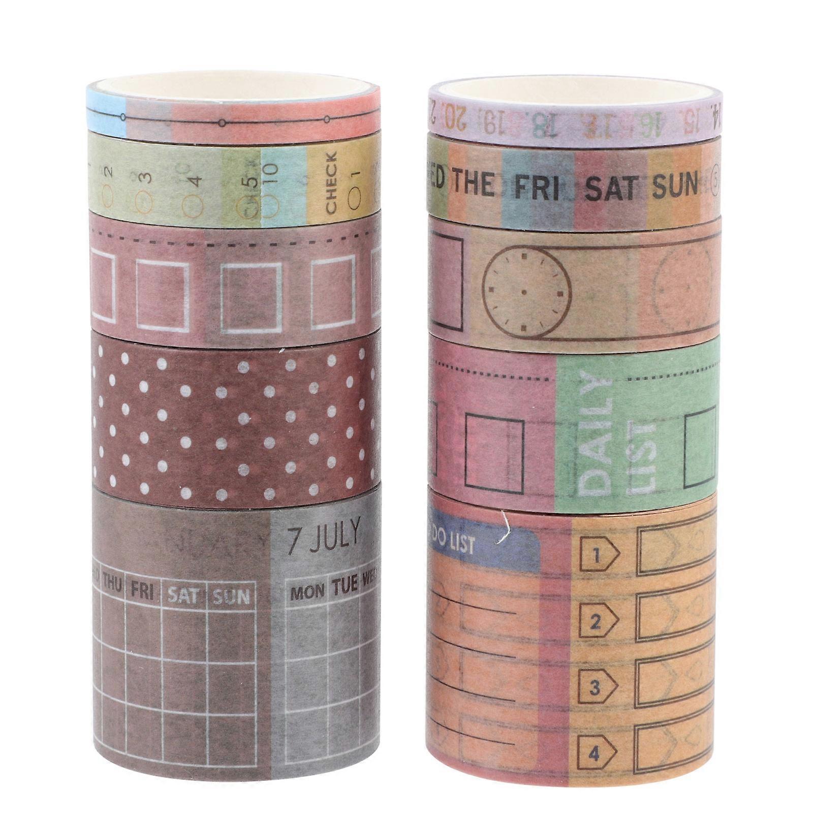 10 Rolls Months Calendar Making Tapes DIY Planner Writable Paper Tapes (Random Style)