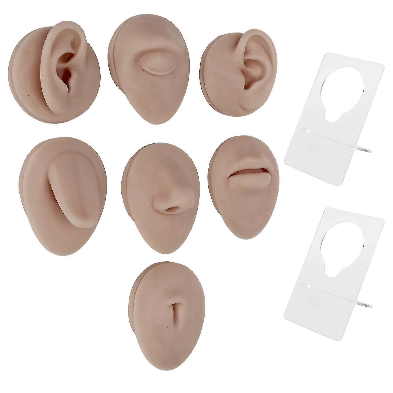 Silicone Piercing Body Model Soft Silicone Ear Mouth Nose Eye Tongue Navel Model With Display Rack For Piercing Practice