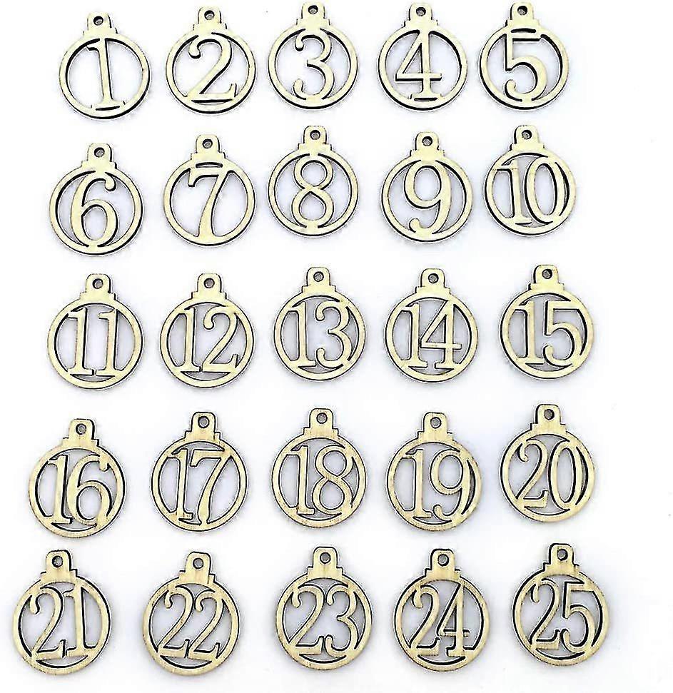Wooden 1-25 Number Countdown Calendar Markers Gifts Christmas Advent Calendar Tags 25pcs Betterlifefg