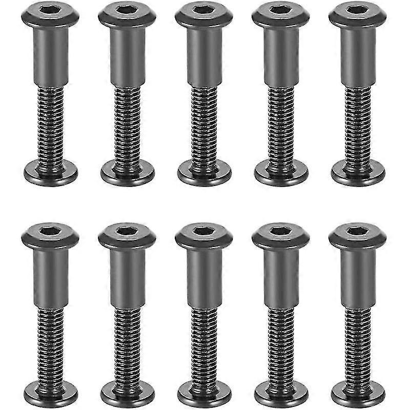 حزمة من 10 م 6 × 35 مم تثبيت البراغي مع المكسرات مطابقة كم الجوز مع عرافة هول رأس دائري في الفولاذ الكربوني الأسود مناسبة للحقيبة الجلدية أو الحزام ، -