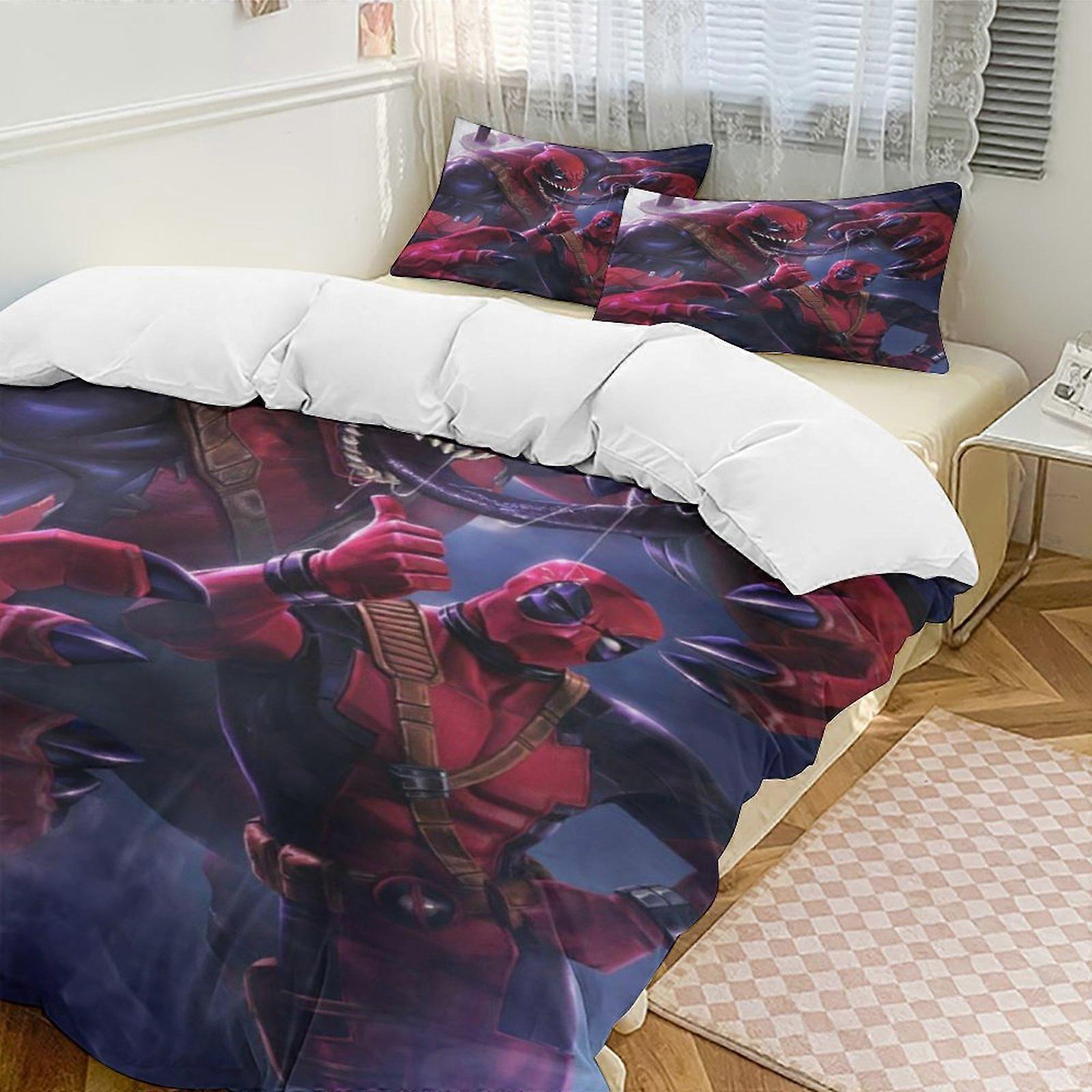 Bedding set Gs129 Deadpool Down Duvet Cover Microfiber Bedding Set Lightweight 3-Piece SetLightweight and comfortable SH129