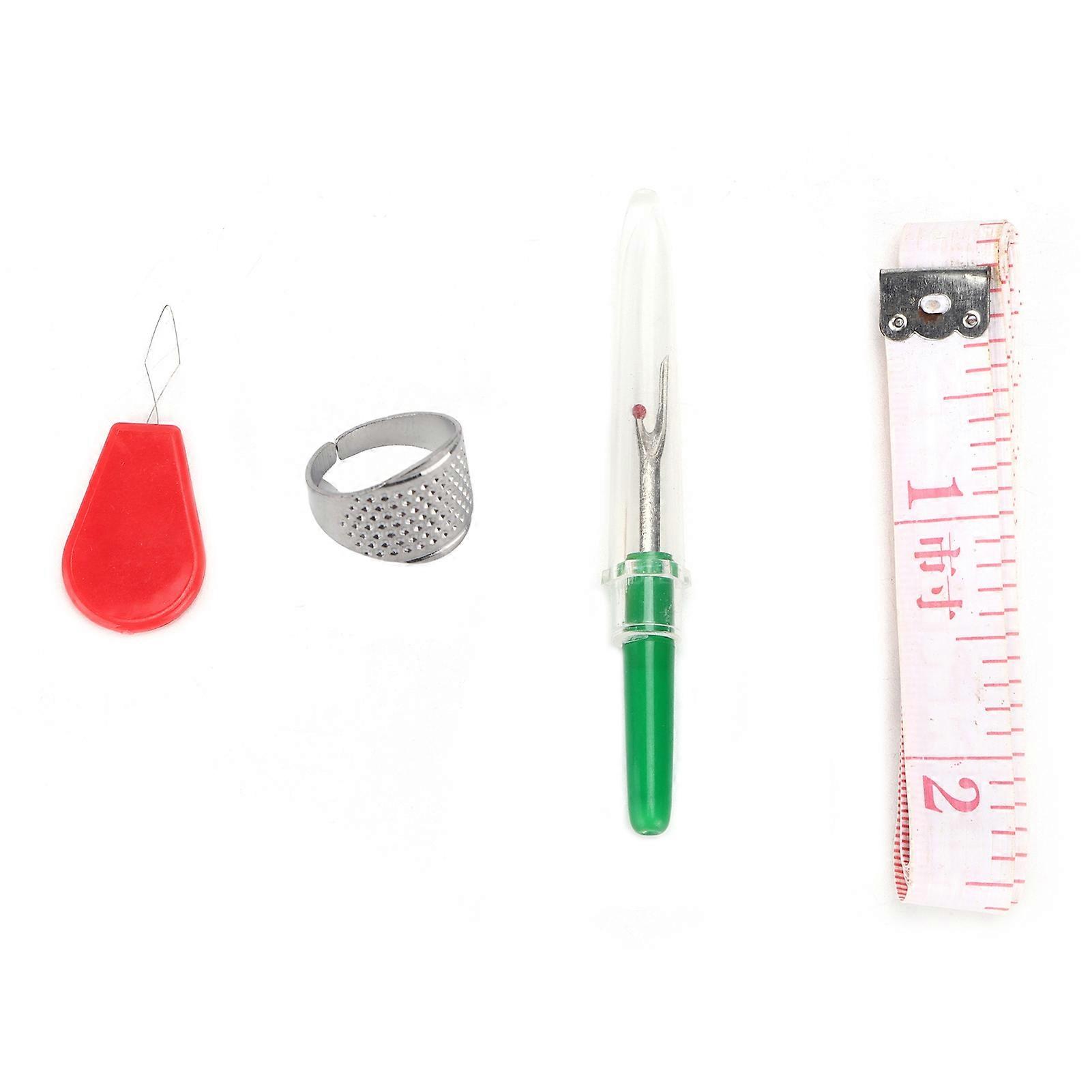 4pcs Seam Rippers Kits Small Plastic Sewing Tools with Thimble Soft Ruler for Opening Removing Seams and Hems