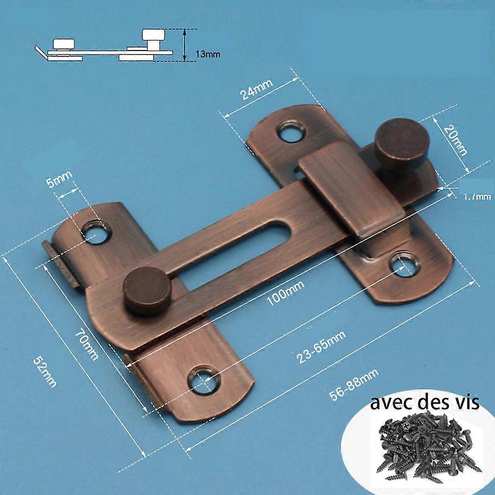 1 piece set (red bronze, about 100*70*13mm) Sliding Door Latch Door Lock Toggle Latch Buckle Lock Bolt with Screws for Door, Window, Closet and Garden
