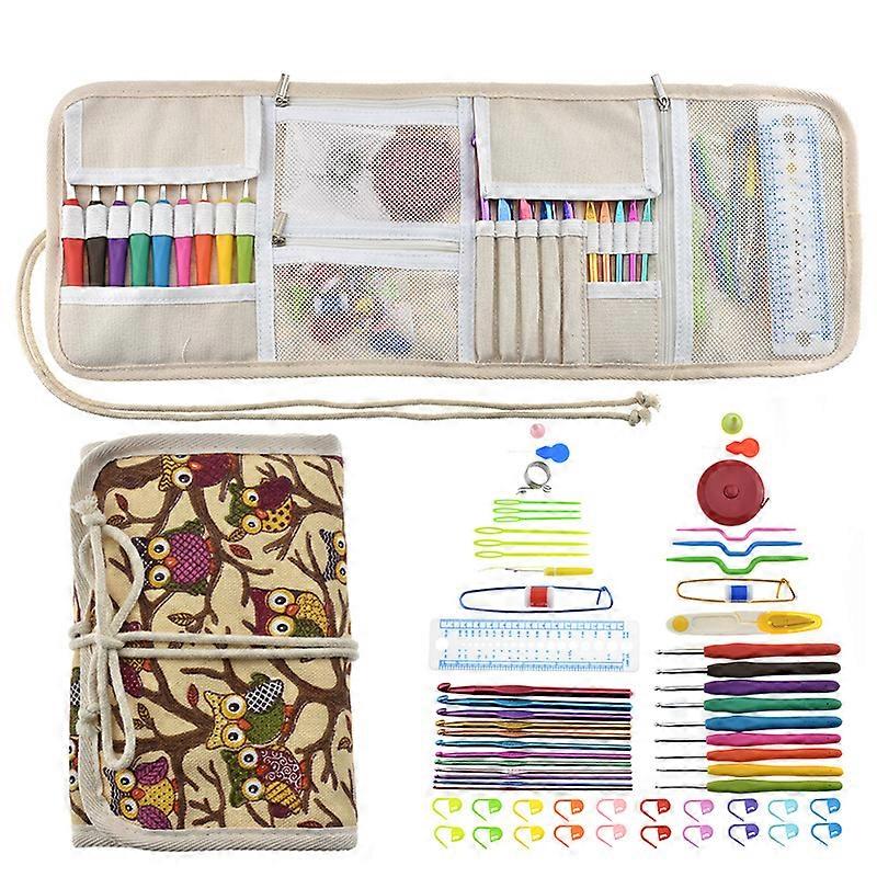 64 piece crochet set with storage bag, soft handle, ergonomic crochet set 2mm to 8mm, suitable for DIY craftsmen, crochet enthusiasts, and beginners