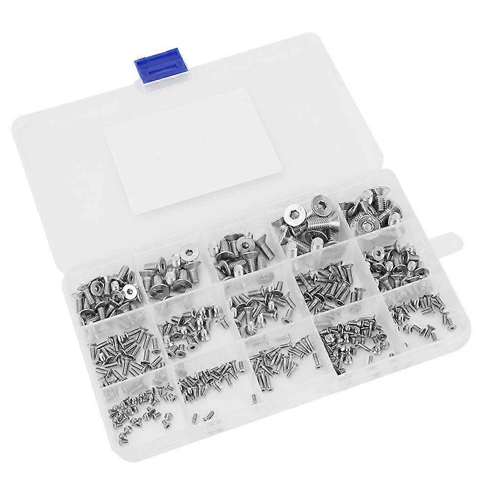 Countersunk Screws Assorted, 320Pcs Hex Socket Screw, Stainless Steel Flat Head Socket Bolts Screws Fastener Set M2 M2.5 M3 M4 M5 M6