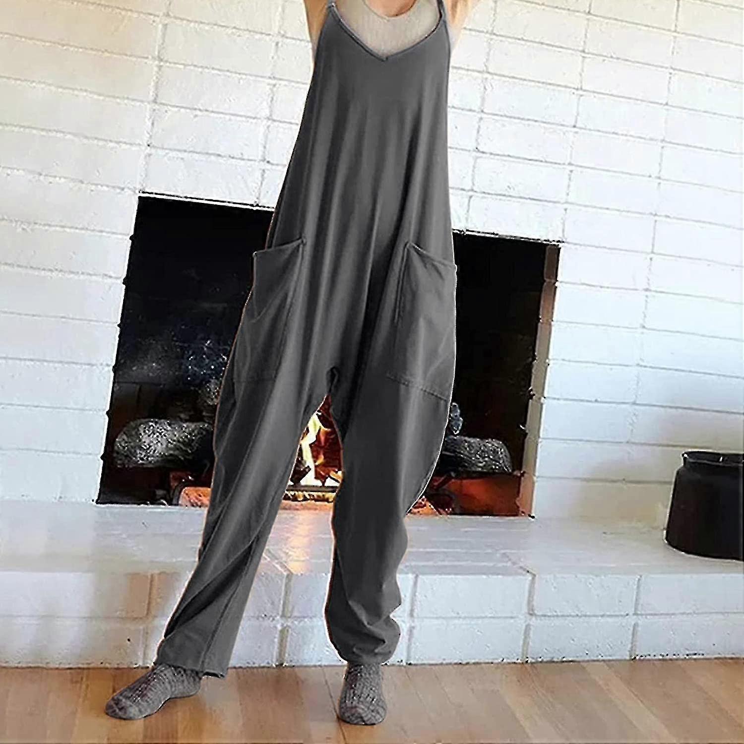 Hot Shot Onesie ، بذلات واسعة الساق جمبسوت نسائية ، بذلات بلا أكمام كبيرة الحجم مع سروال قصير بحزام السباغيتي للنساء