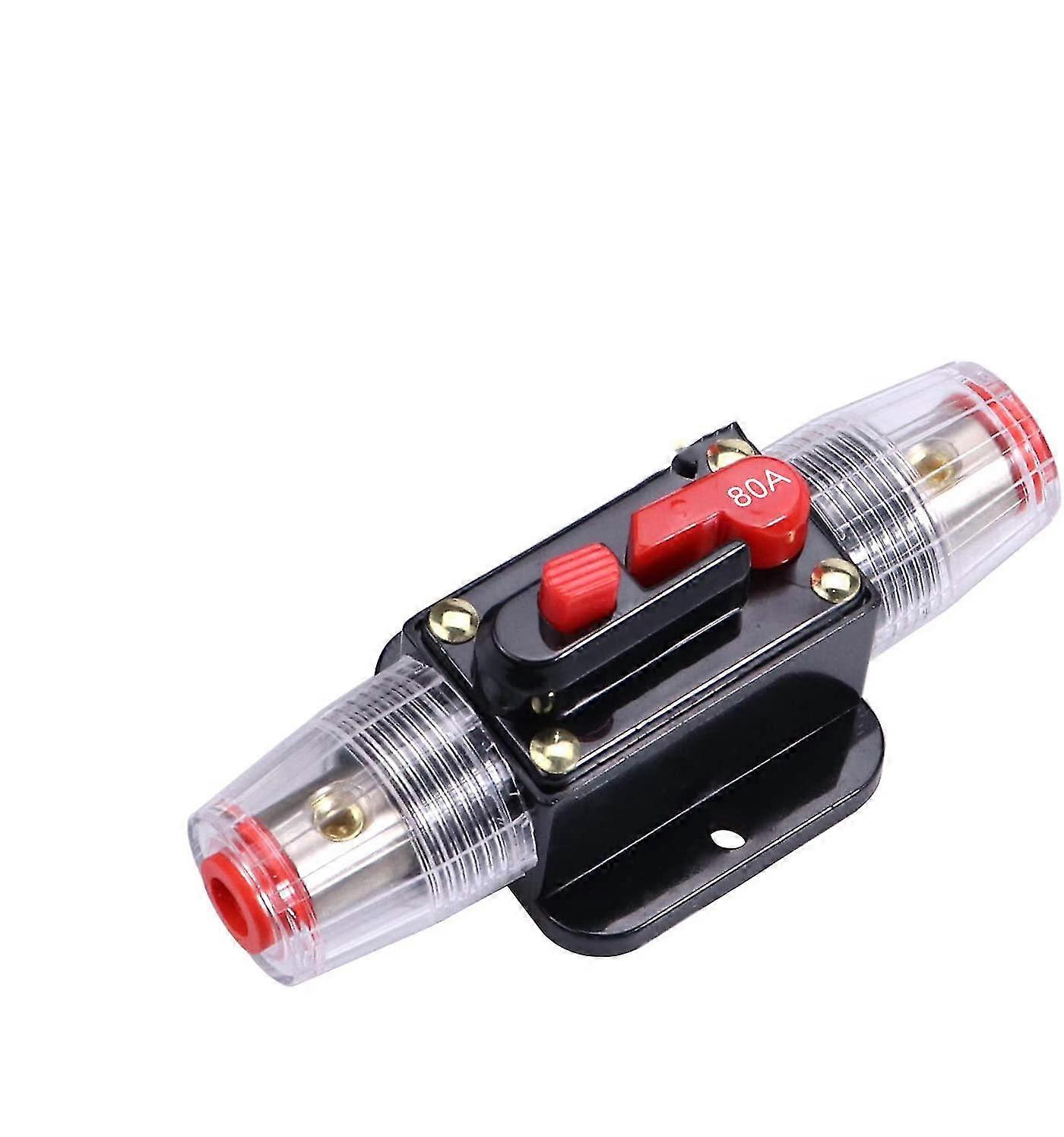 80amps Audio Inline Circuit Breaker Reset Fuse, 12v-24v Dc Manual Reset Inline Fuse Holder For Car Marine Trolling Motors Audio, Stereo Switch And Sol
