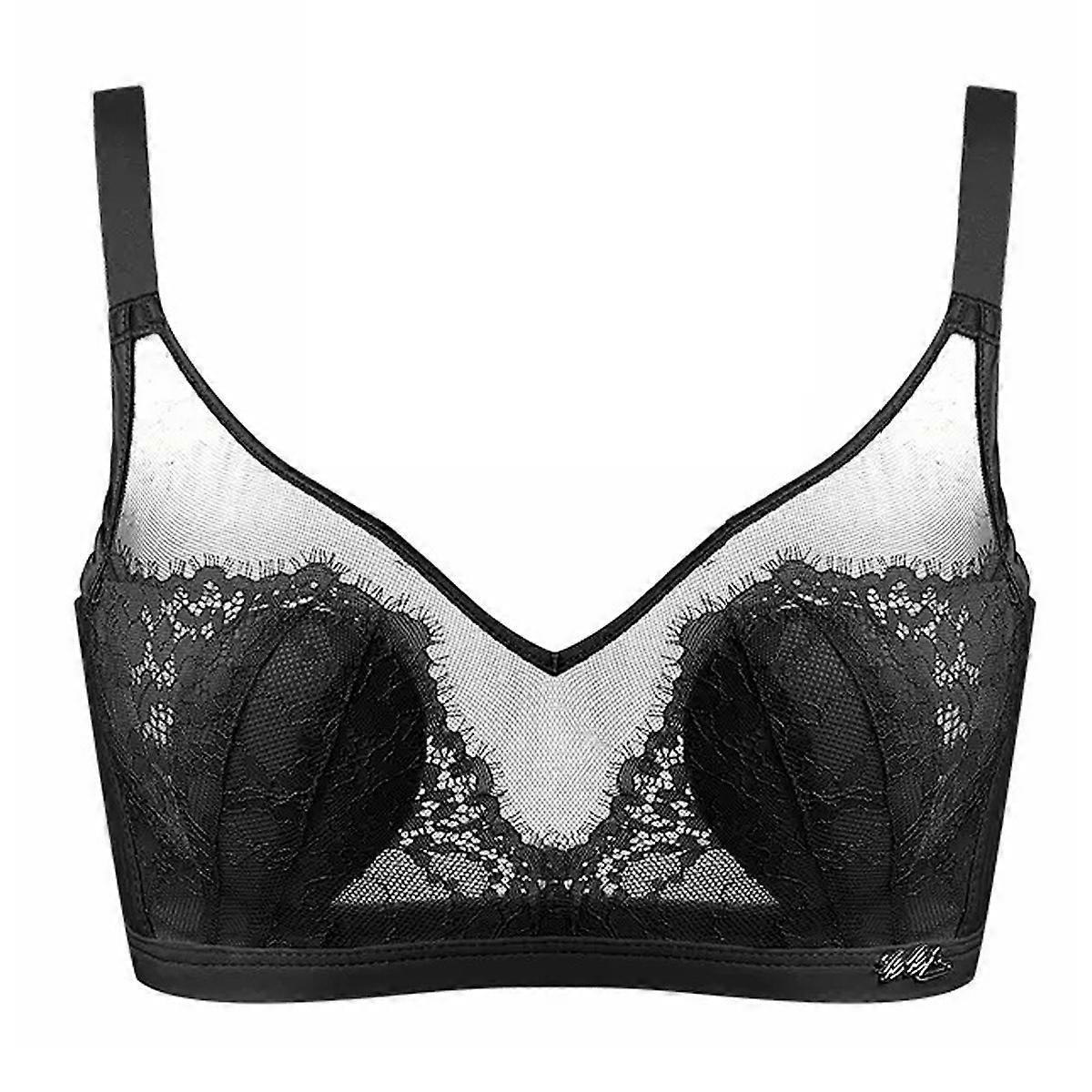 Women  Bras, Full Coverage Lace Unlined Bra, Lifting Underwire Unpadded Brablack