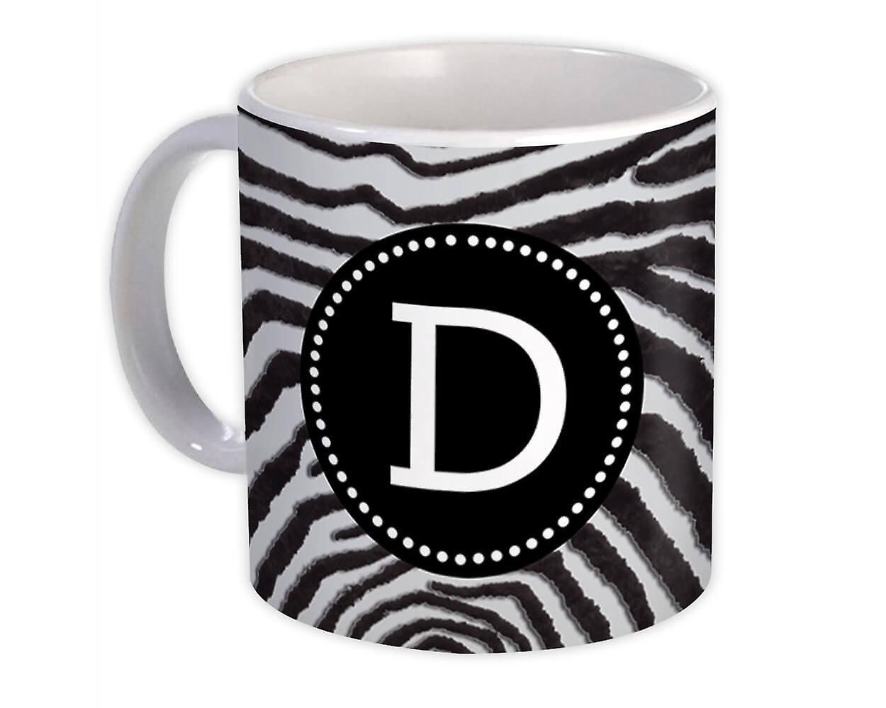 Gift Mug: Monogram Letter D Zebra