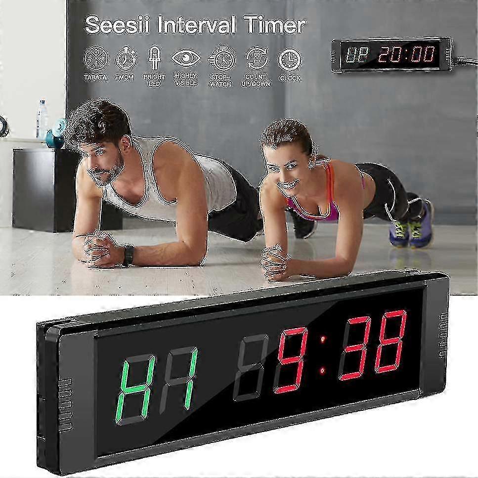 Programmable Interval Gym Timer Clock Stopwatch w/Remote Home Fitness Equipment,100% New