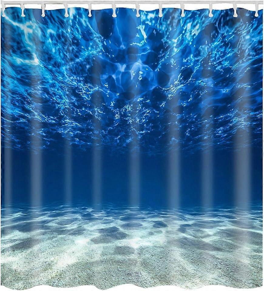 Shower curtain blue ocean pattern - Top quality waterproof, anti-mold effect 3D