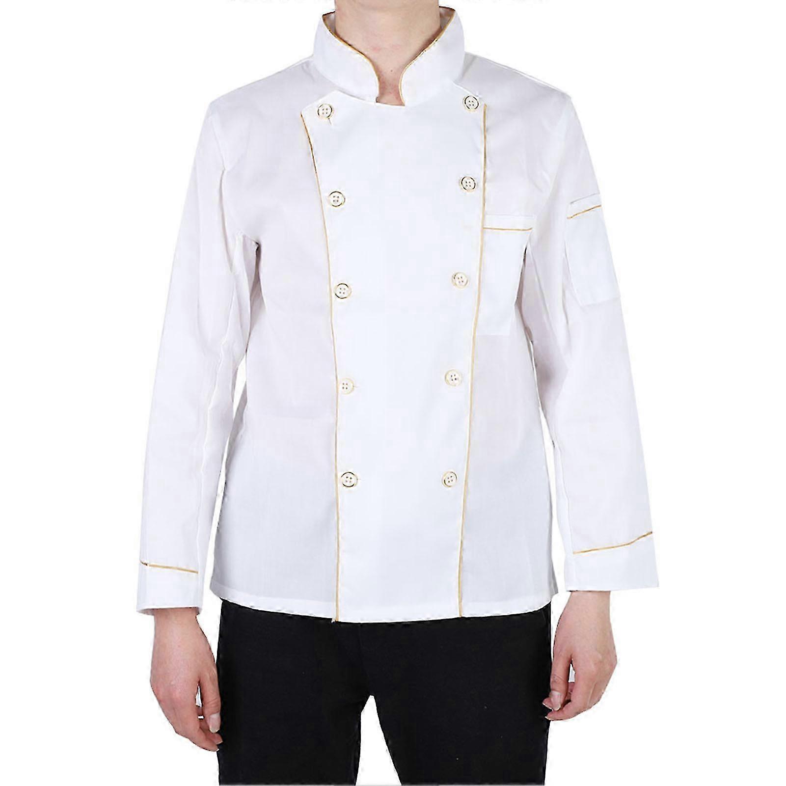 Chef Uniform Long Sleeve Jacket with Stand Up Collar for Men and Women XL