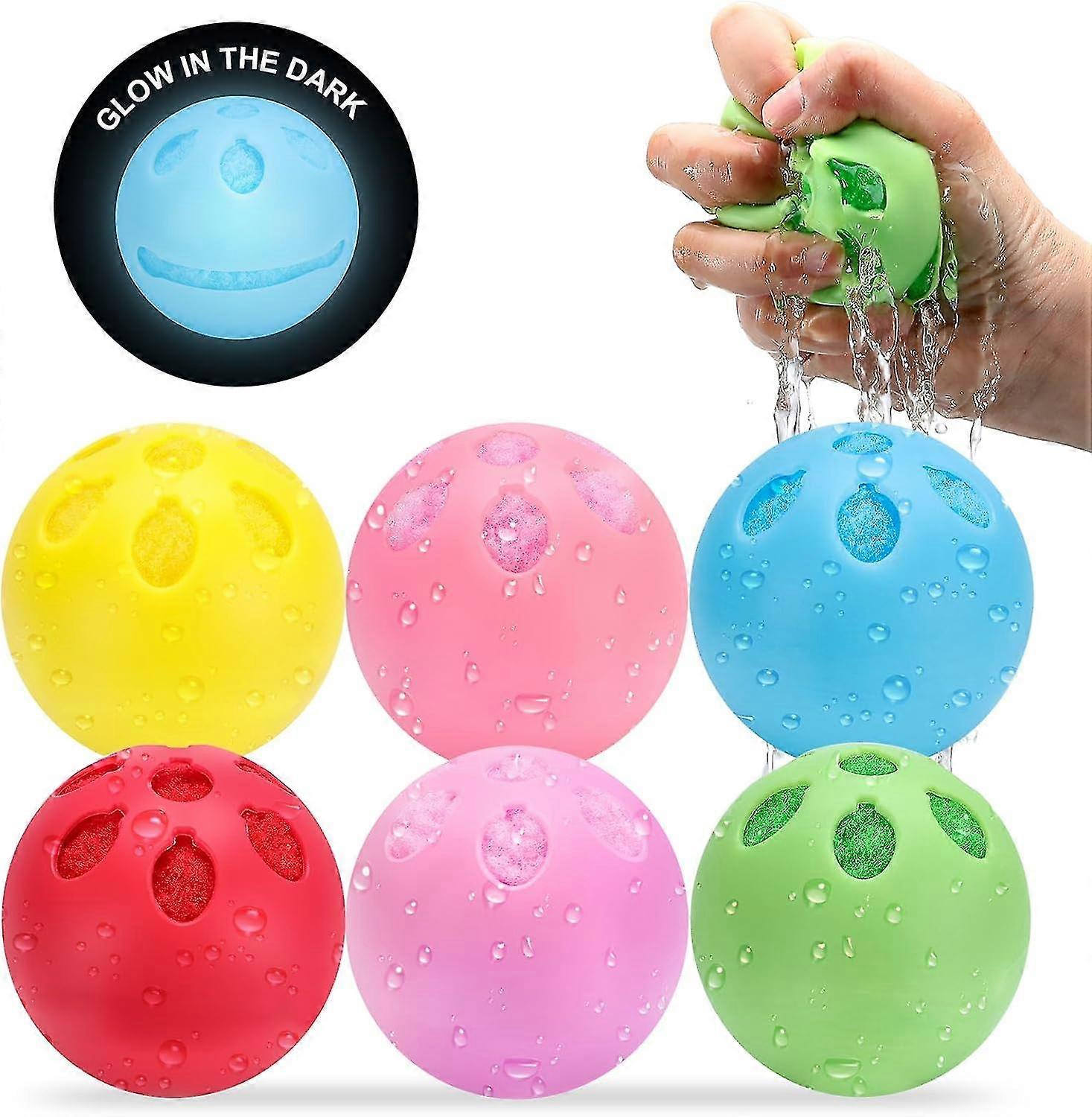 Reusable Water Balls, Reusable Water Balloons for Outdoor Toys and Games, Glow-in-the-dark Water Ball for Kids Adults