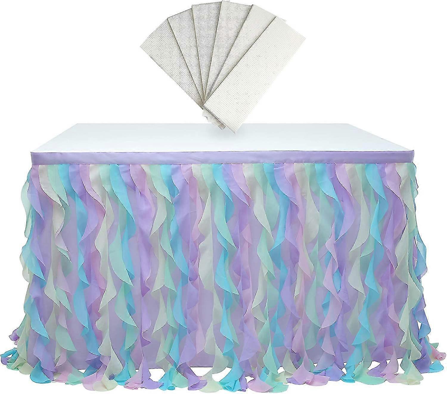 Hanging Tulle Table Skirt Tutu Table Clothing For Birthday Wedding Parties, Bed Decor Rainbow 77 H X L 187 Cm