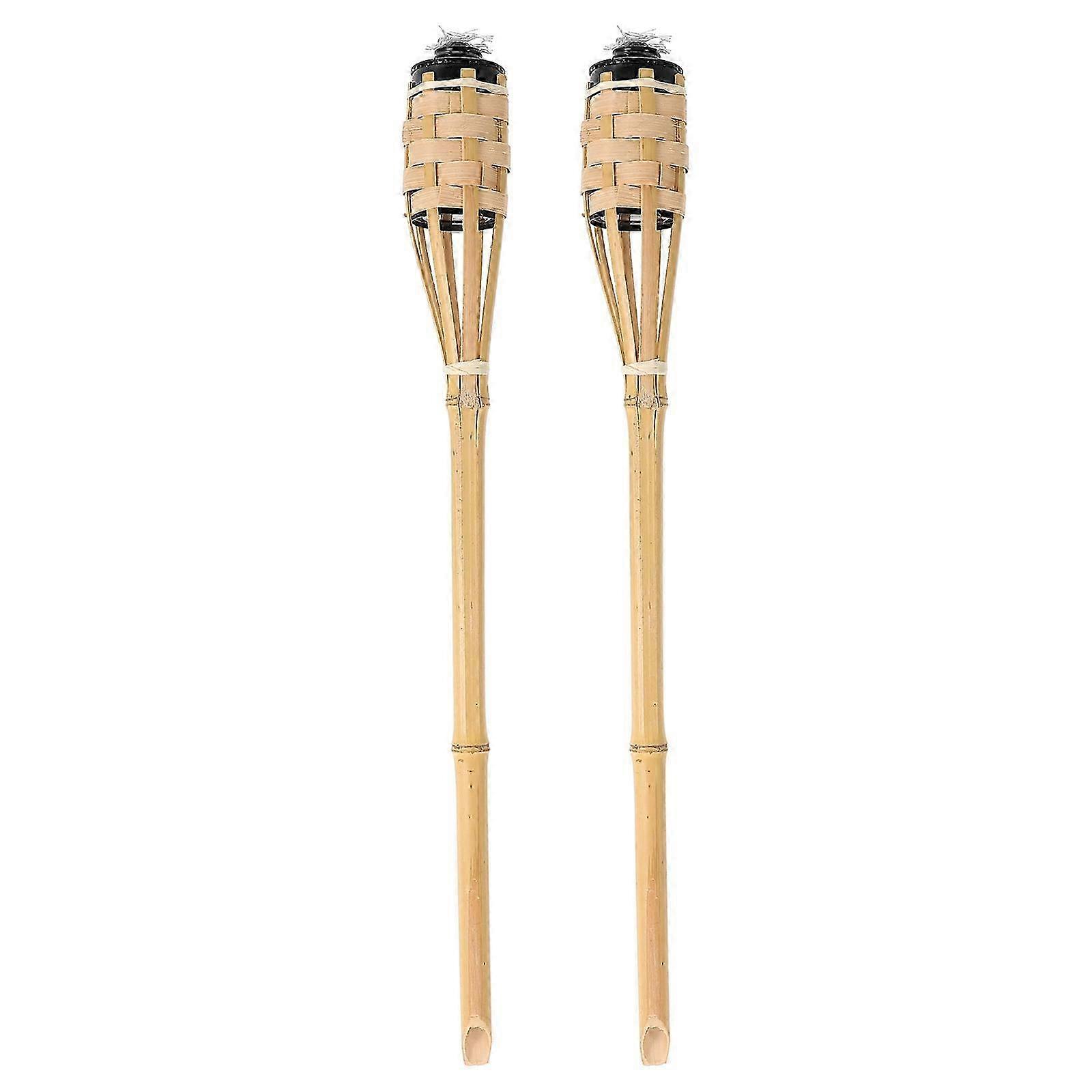 2pcs Bamboo Torch Light Yard Bamboo Torch Festival Party Torch Decoration Woven Bamboo Torch