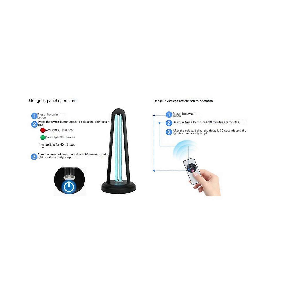 UV Disinfection Lamp Household Mite Lamp for 50 55W UV + Double UK Plug