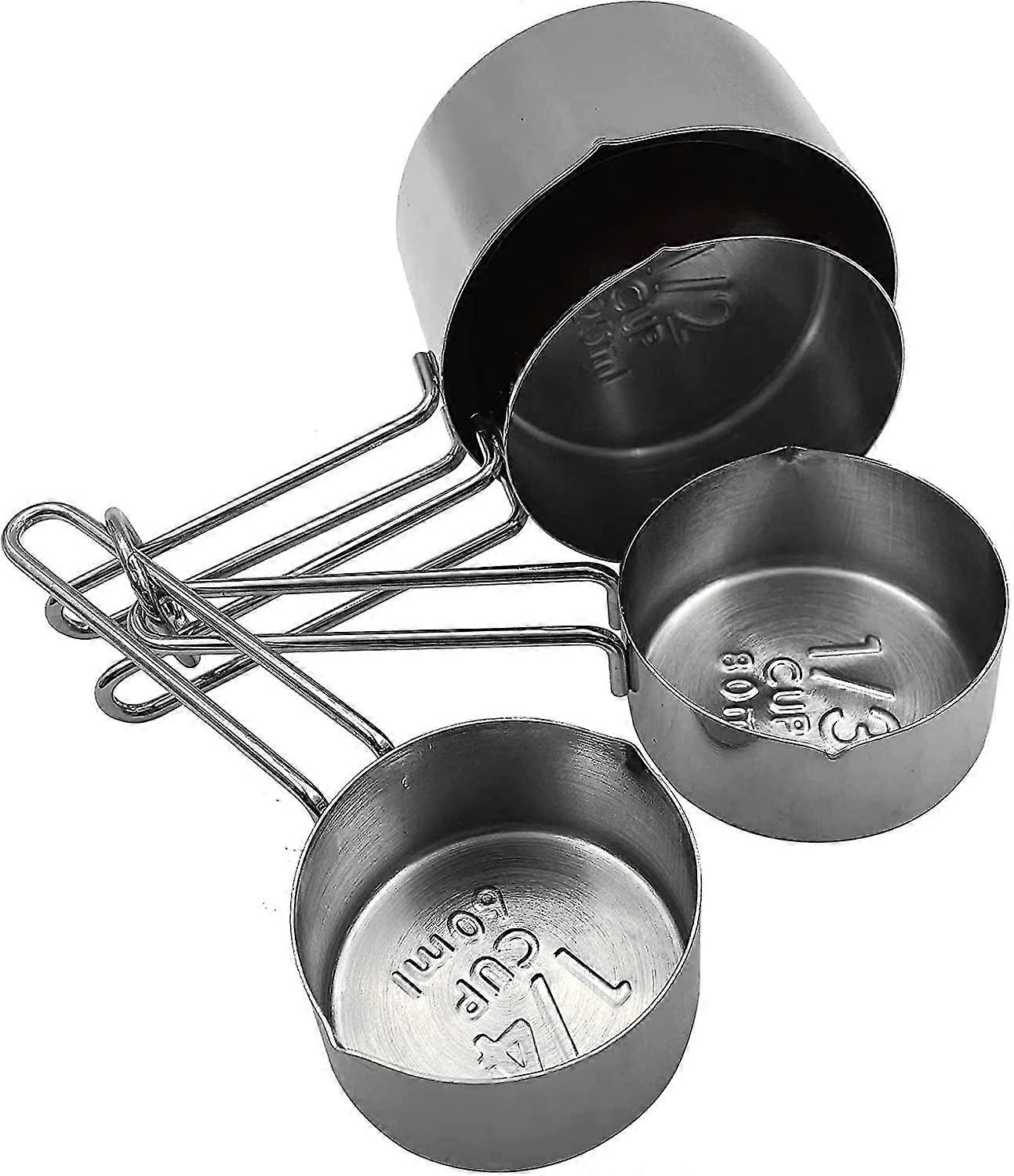 4pcs Measuring Cups Set (silver-4pcs) 6.5*3.43 Inches