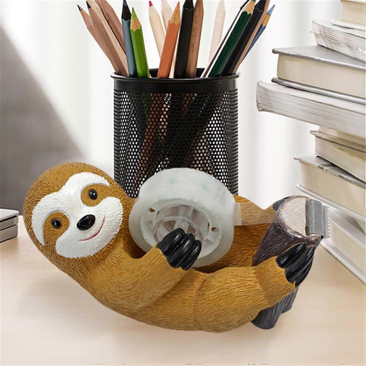 Desktop Tape Dispenser, Cute Sloth Ornament Tape Cutter Machine With Non-Slip Base, Office Tape Dispenser (Without Tape)
