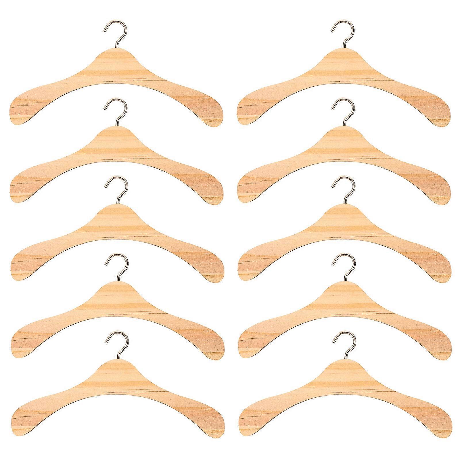 10stk Træ bøjle BJD Dukker Bøjle Træ Tøj Bøjle Dukker Tilbehør Bøjle Dukke Træ Tøj Bøjle (15cm)