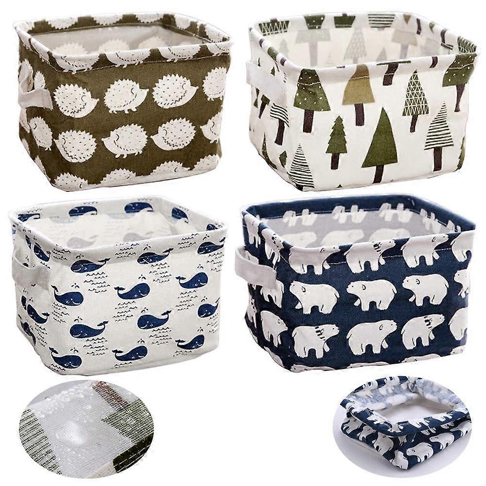 Foldable Fabric Storage Basket, Waterproof Lined, with Side Handles