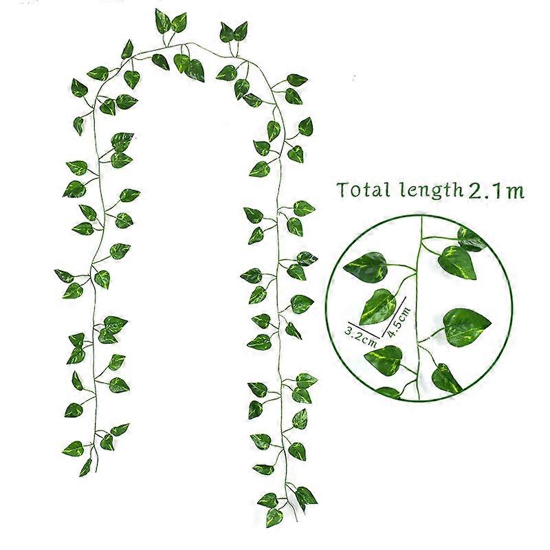 3 יחידות 210 ס"מ פלסטיק צמח מלאכותי גפן קישוט גינה ביתית עלים מזויפים קיסוס ירוק מטפס עלווה זר לחדר שינה / משרד