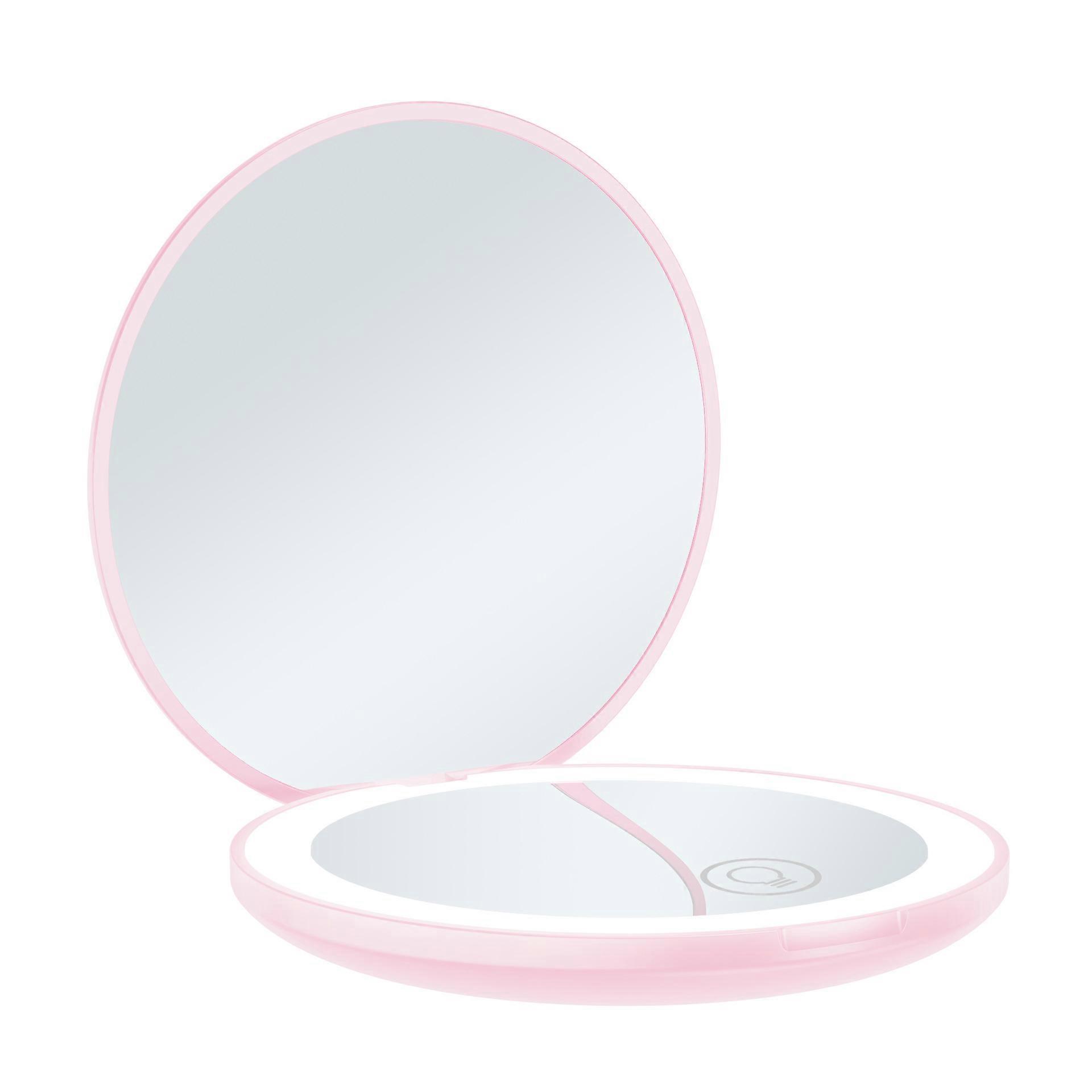 Travel Compact Mirror, 1x/10x Magnifying Rechargeable Compact Mirror with 26 Lights, Small Adjustable Travel Makeup Mirror for Handbag, Gifts for Girl