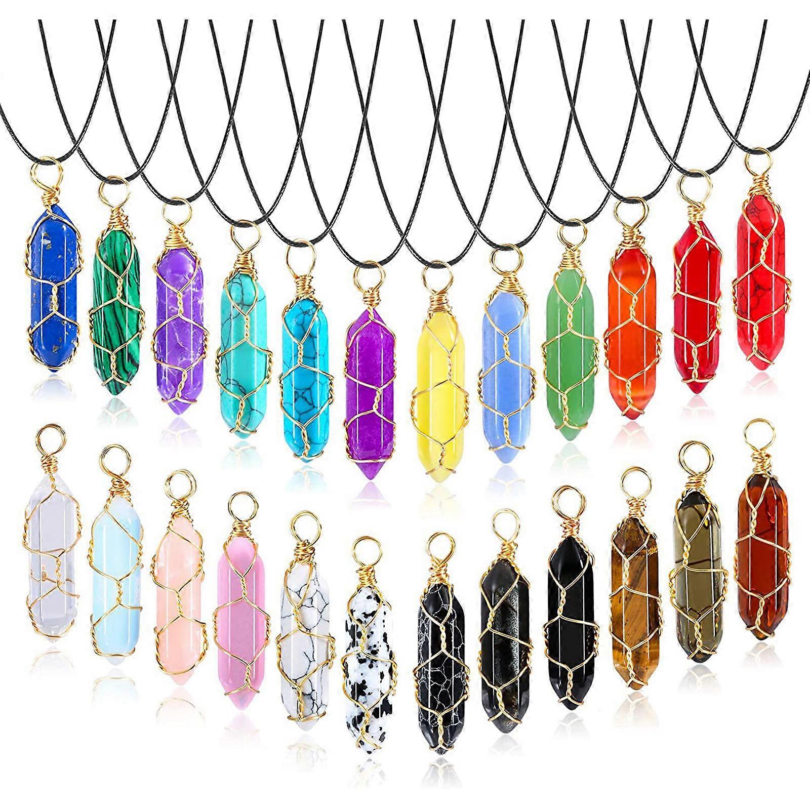 Bullet Shape Gemstone Pendant Hexagonal Chakra Crystal Pointed Quartz Pendants