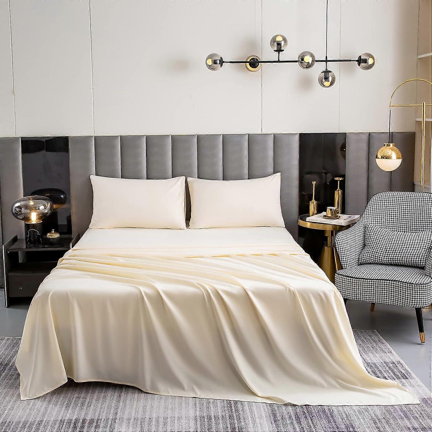 Ultra Soft Sheets-16 Deep Pocket- 1800 Thread Count Percale Egyptian Microfiber Bed Sheets Wrinkle, Fade and Stain Resistant Full Size Cream 4 Pieces