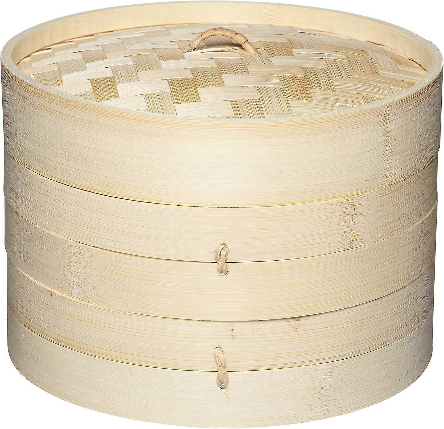 Pure Oriental Bamboo 2-Tier Steamer Basket Includes Lid