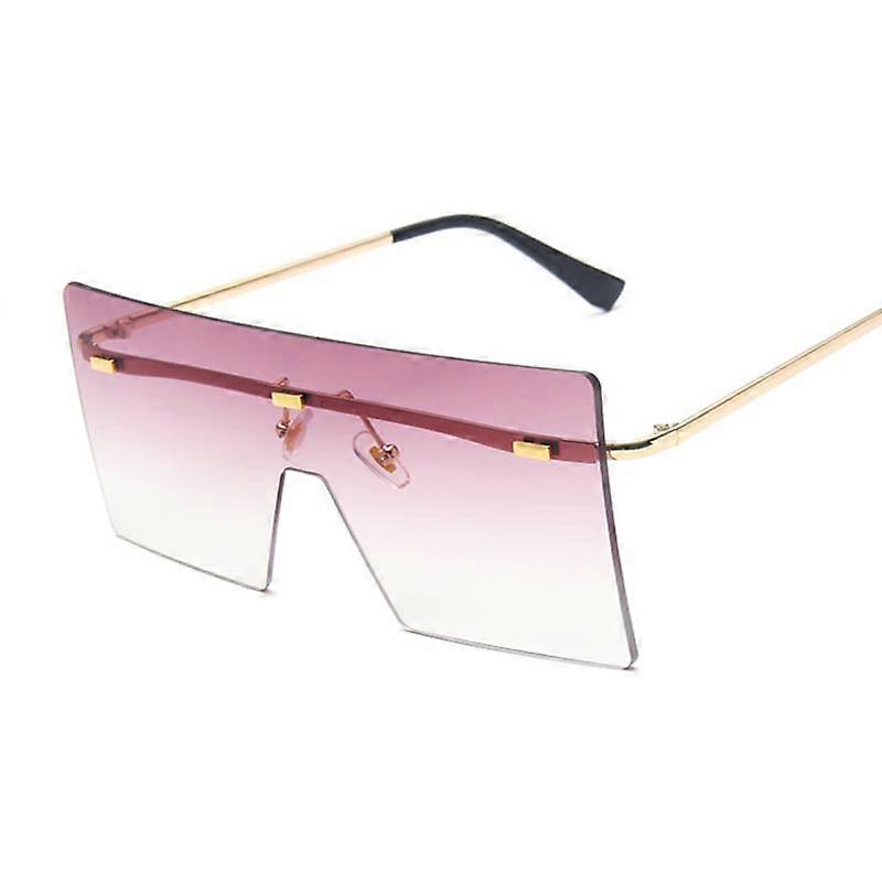 Vintage Square Óculos de Sol Mulher Siamese Oversized Óculos de Sol Para Mulher Luxo Marca Rimless Ocean Lens Big Shades Oculos De Sol