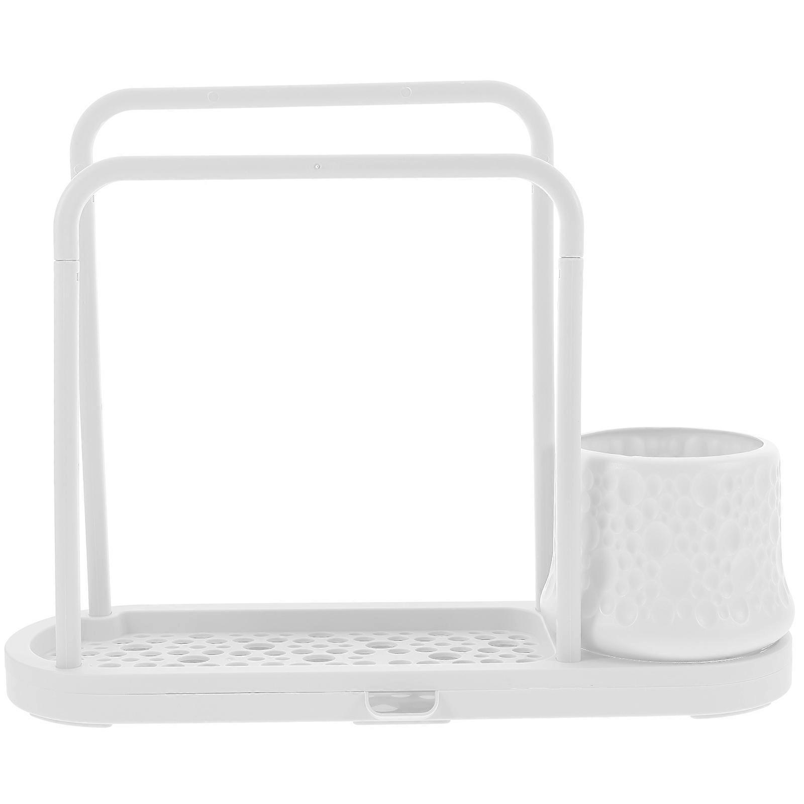 Kitchen Towel Rack Sponge Rag Holder with Cup Dish Cloth Drain Rack Kitchen Supply