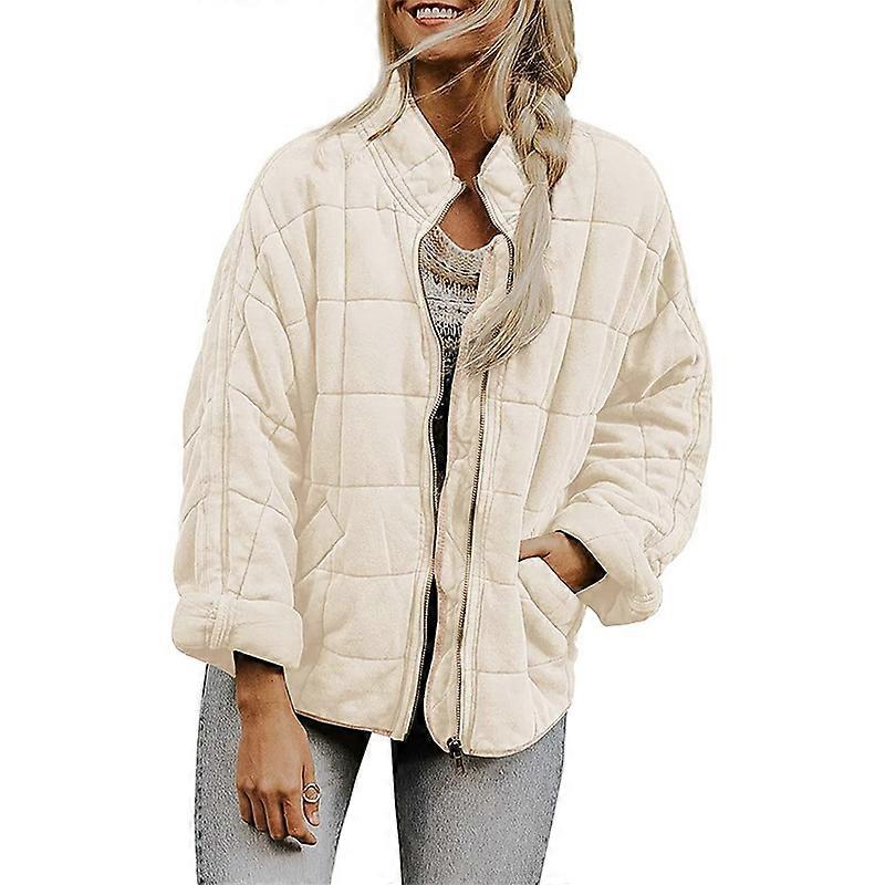 Jaqueta acolchoada de manga comprida com zíper completo para mulheres Dolman de inverno