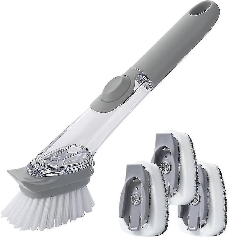 3-i-1 diskborste med diskmedelsfack, svampborste