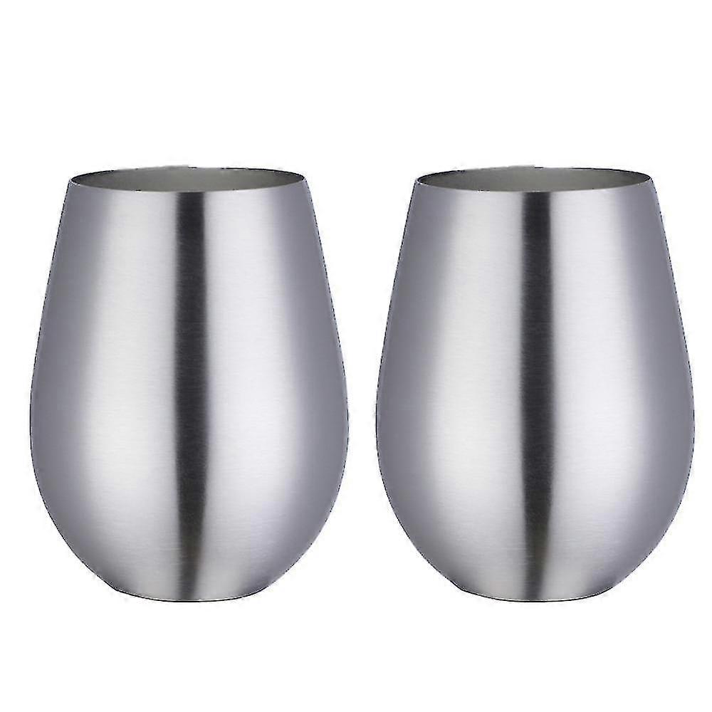 هدية عيد الأب الفولاذ المقاوم للصدأ Stemless النبيذ الزجاج، في الهواء الطلق المحمولة النبيذ بهلوان لحمام السباحة، والتخييم، والطهي، والسفر - مجموعة من 2 شرب المعادن