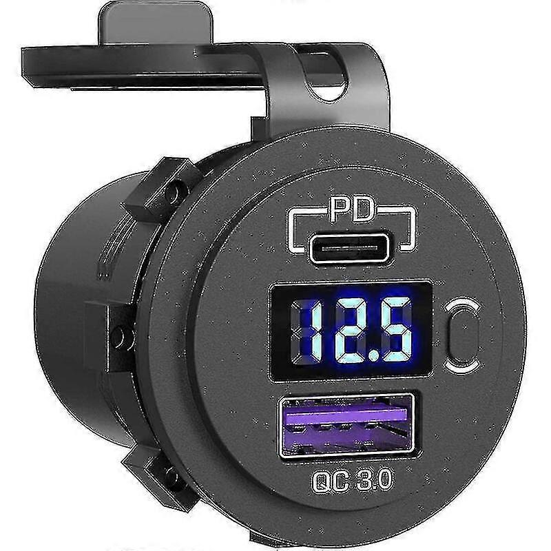 48w Usb C Car Charger Socket, 12v/24v Pd&qc 3.0 Car Socket With Led Voltmeter And On/off Switch Fast Car Charger