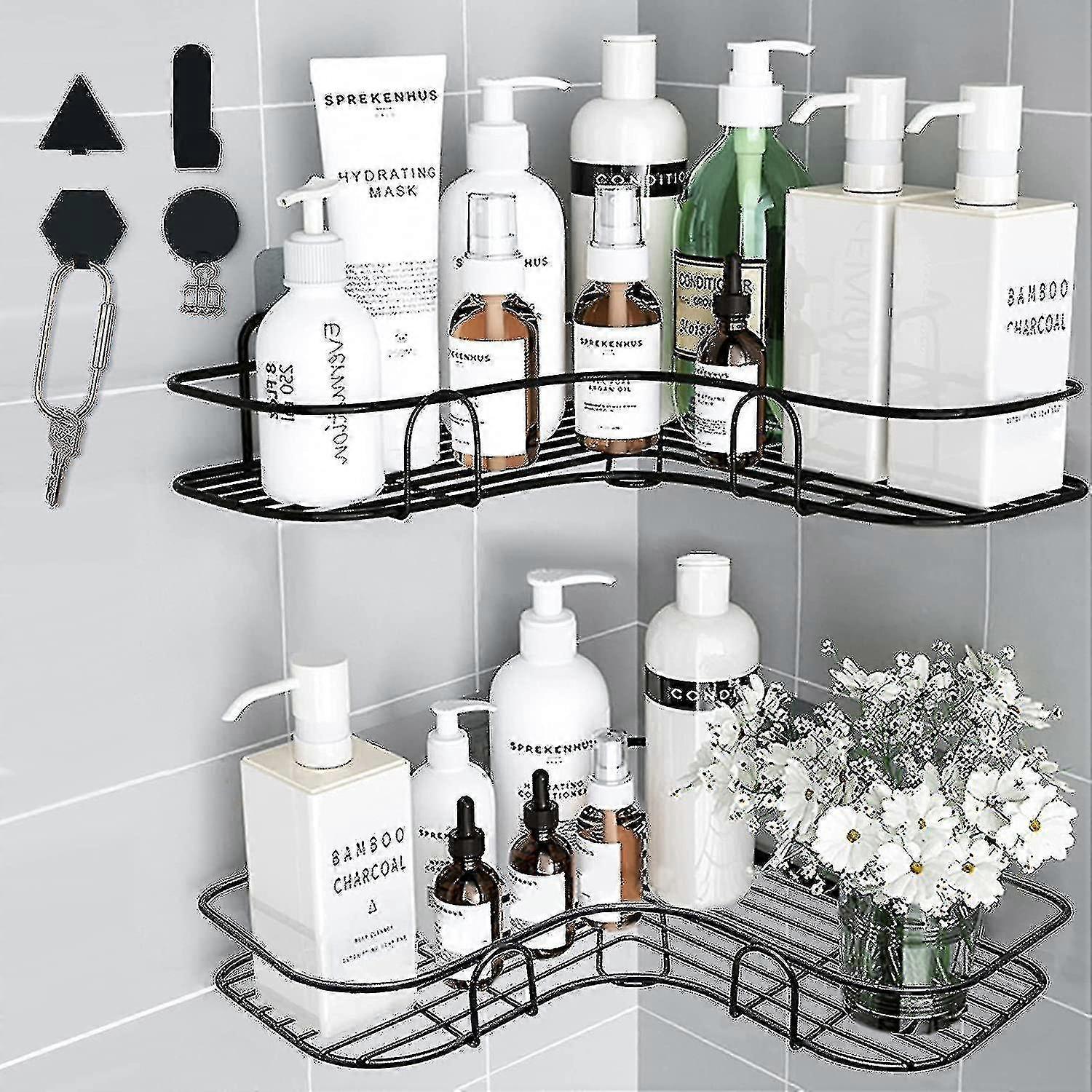 2pack Hanging Bathroom Organizer Shelf Rust Proof Bathtub Accessories