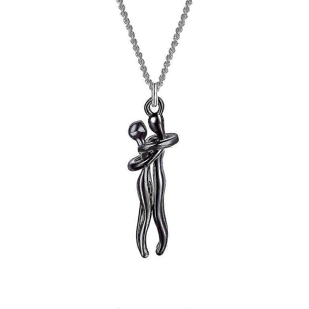 Collier pendentif couple câlin, style amour, bijou à breloques, cadeau de Saint-Valentin pour femme et fille