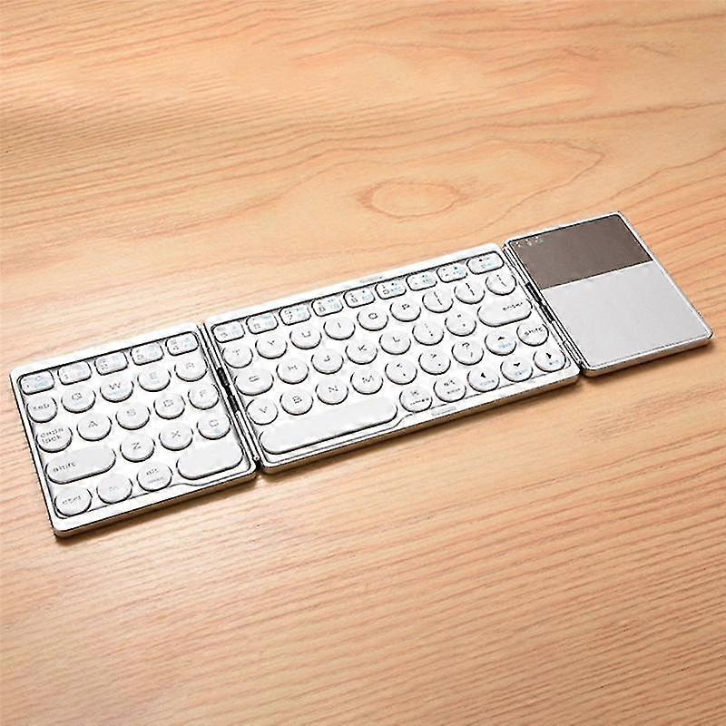 Foldable Bluetooth Keyboard Wireless Keypad With Touchpad Rechargeable For Tablet Notebook Android Windows Phone, Silver