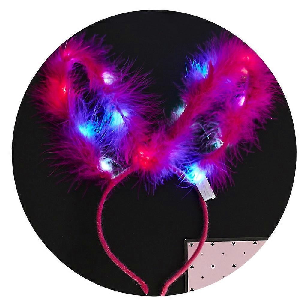 Bunny Costume Headband Light Up Rabbit Ears 5.9" Long Ear with 14 LED Beads