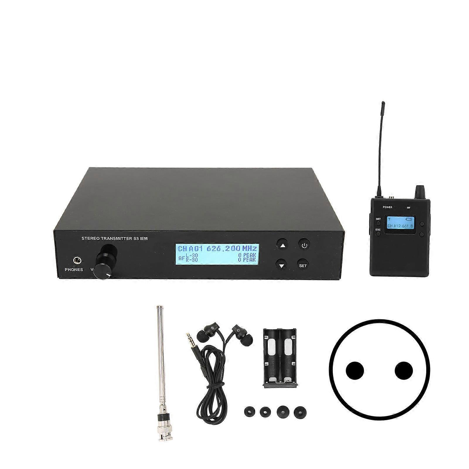 Wireless Earbud Monitor System 626?662MHz 90dB 3 Modes Monitor Ear Return System for Band Singers 110?240VEU Plug